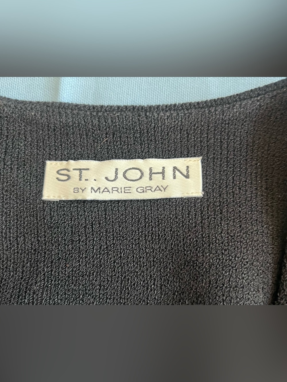 St John Evening Black Double Breasted Knit Suit with Gold Beading SZ 6 Geometric - Picture 9 of 14